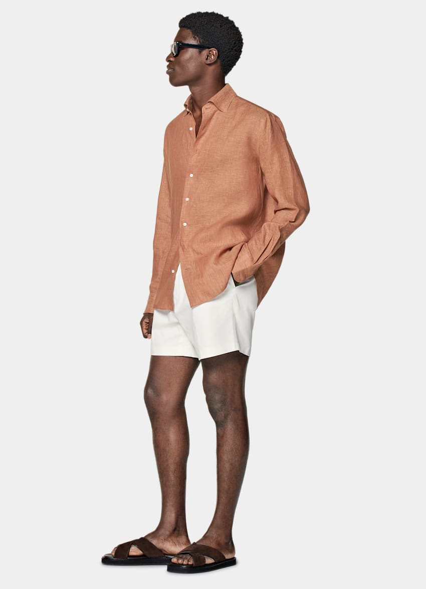 SUITSUPPLY Puro lino - Albini, Italia Camicia arancione vestibilità slim