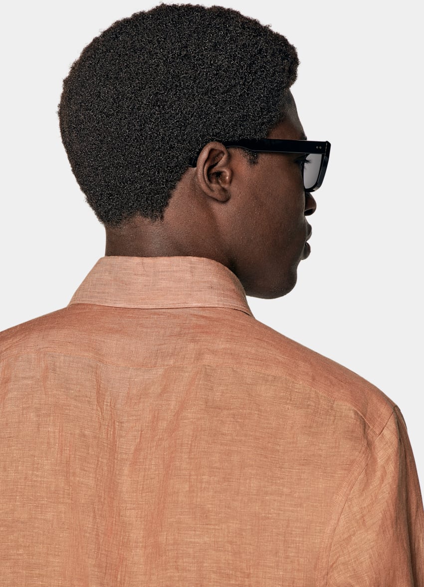 SUITSUPPLY 意大利 Albini 生产的亚麻面料 橙色特别修身剪裁衬衫