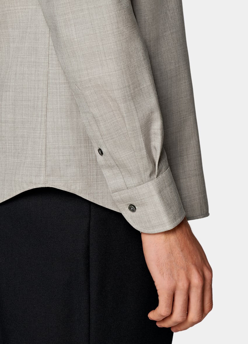 SUITSUPPLY Pura lana S110s de Vitale Barberis Canonico, Italia Camisa corte Slim gris topo claro