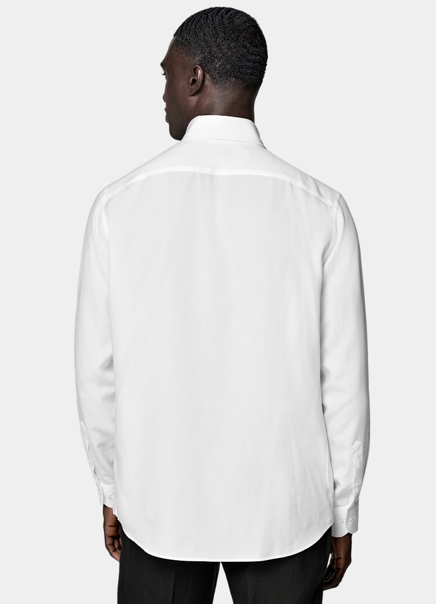SUITSUPPLY 意大利 Albini 生产的莱赛尔纤维和桑蚕丝面料 白色大经典领特别修身剪裁衬衫