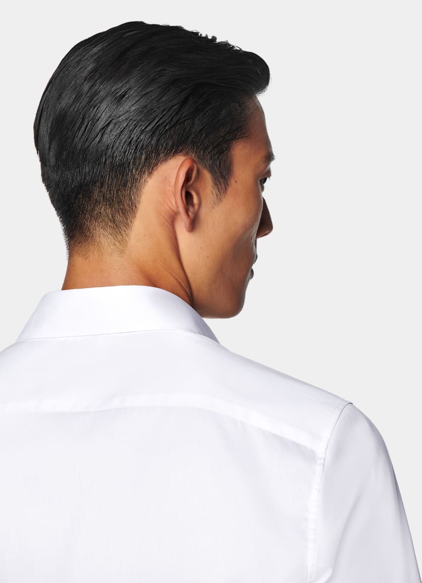 SUITSUPPLY Wrinkle-Free Pima Cotton by Weba, Switzerland White Twill Tailored Fit Shirt