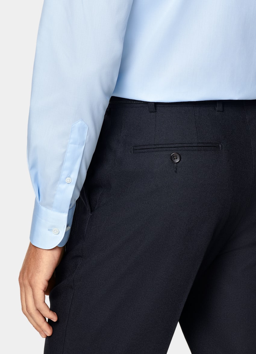 SUITSUPPLY Pima Cotton Traveller by Weba, Switzerland Light Blue Twill Tailored Fit Shirt
