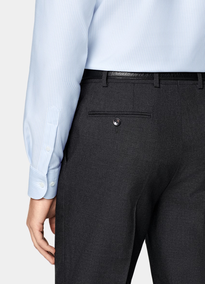 SUITSUPPLY Coton Pima sans repassage - Weba, Suisse Chemise &agrave; rayures bleu clair avec col ample
