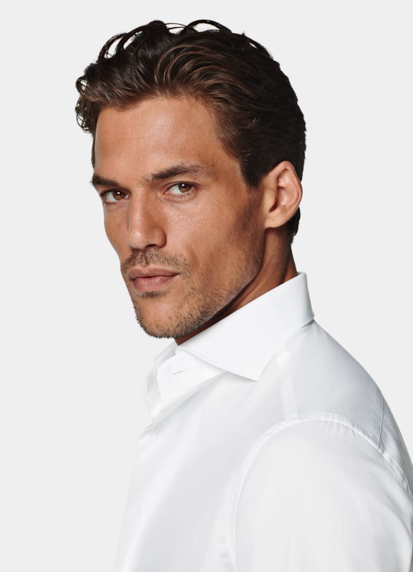 SUITSUPPLY Egyptian Cotton by Albini, Italy White Twill Tailored Fit Shirt