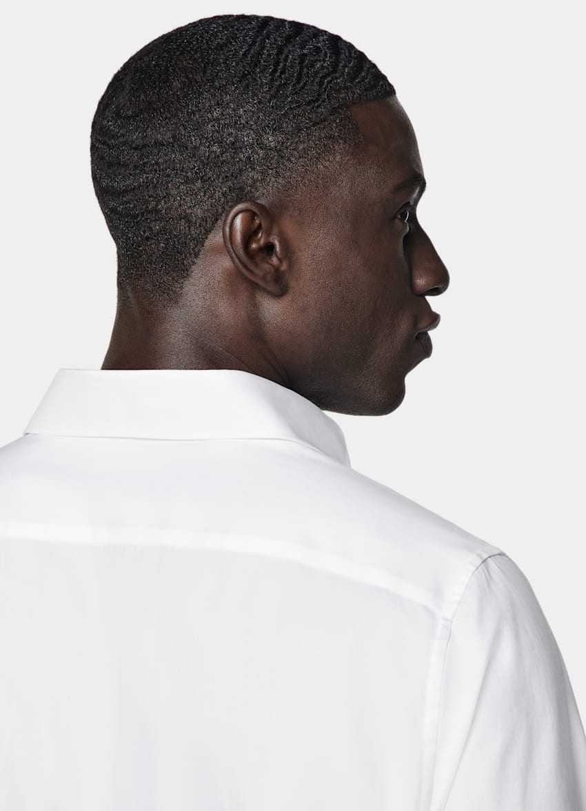 SUITSUPPLY Egyptian Cotton by Albini, Italy White Double Cuff Tailored Fit Shirt