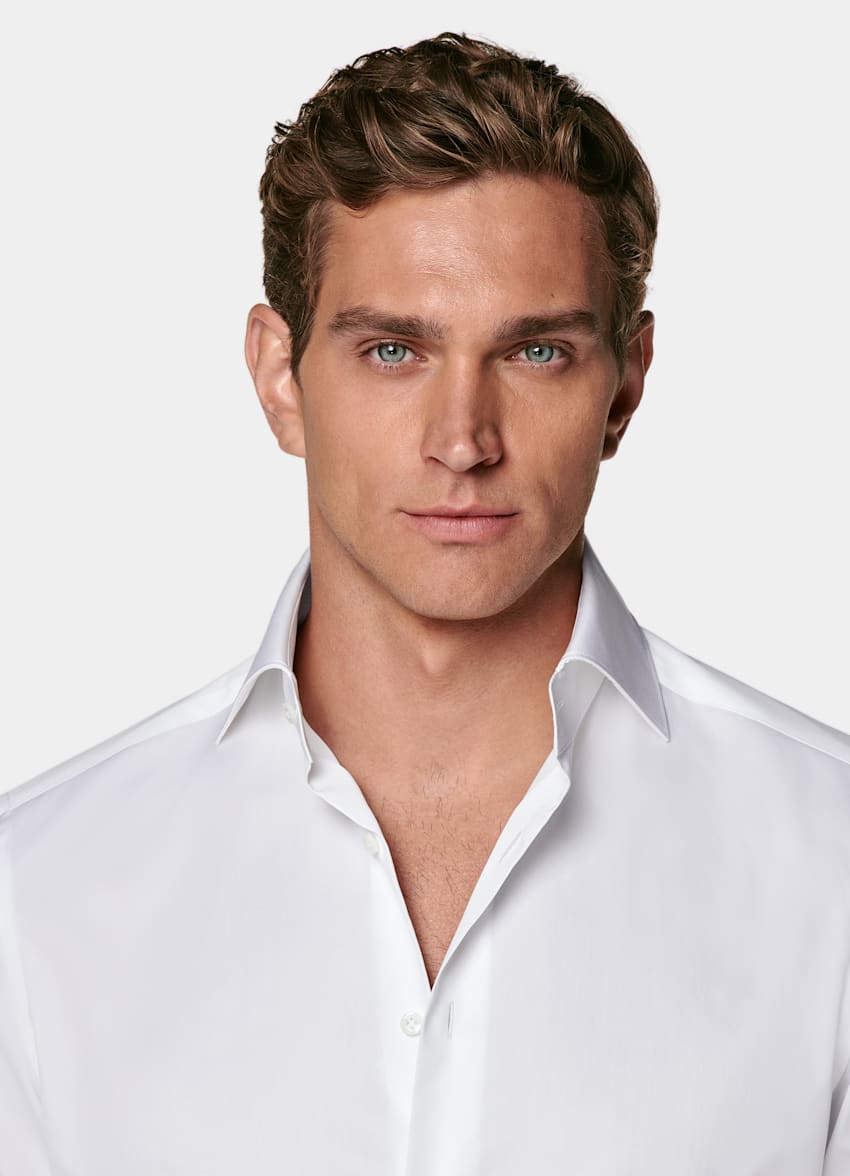 SUITSUPPLY Egyptian Cotton by Thomas Mason, Italy White Twill Tailored Fit Shirt