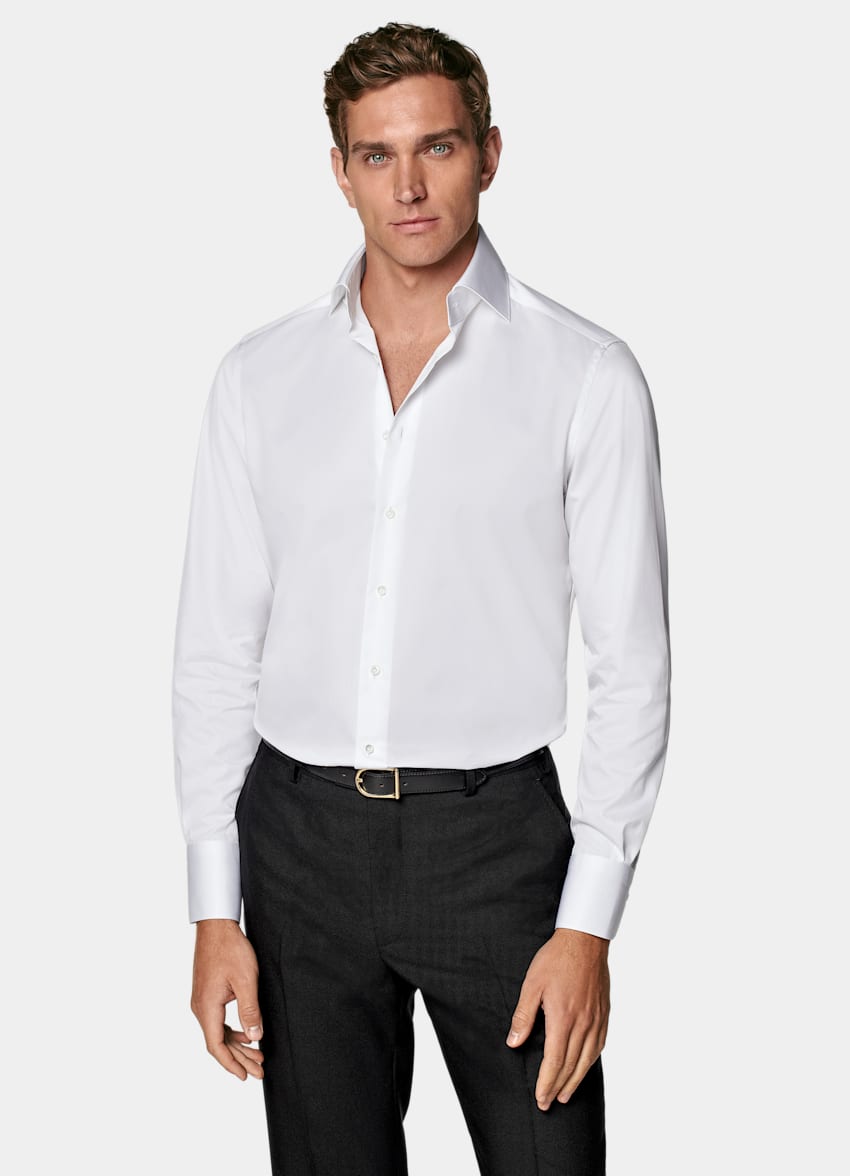 SUITSUPPLY Egyptian Cotton by Thomas Mason, Italy White Twill Tailored Fit Shirt
