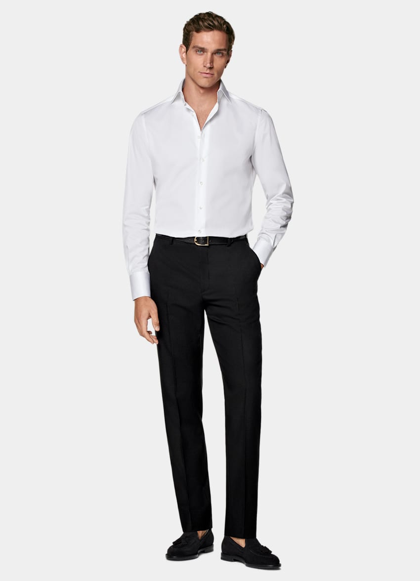 SUITSUPPLY Egyptian Cotton by Thomas Mason, Italy White Twill Tailored Fit Shirt