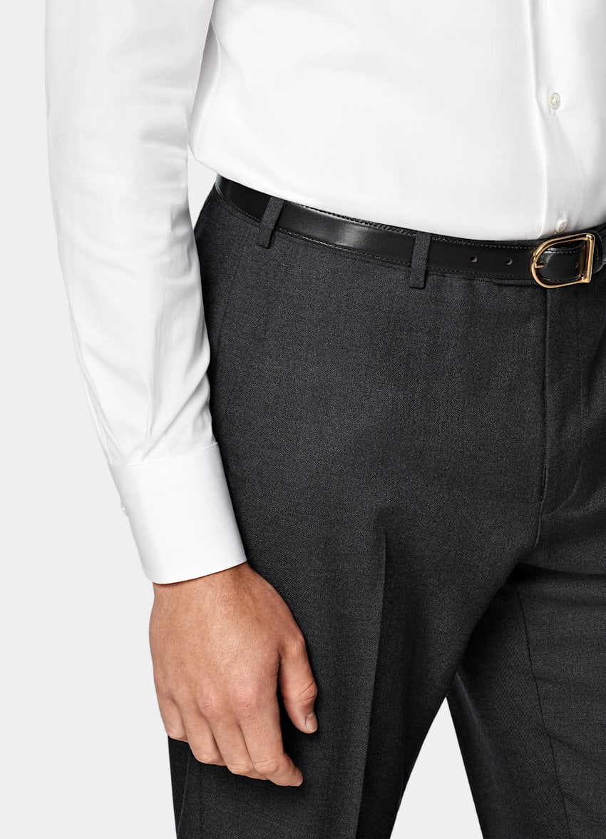 SUITSUPPLY Stretch Cotton Polyamide by Reggiani, Italy White Poplin Tailored Fit Shirt