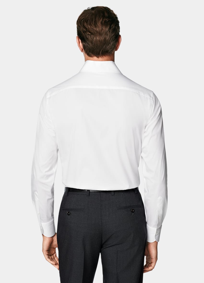 SUITSUPPLY Stretch Cotton Polyamide by Reggiani, Italy White Poplin Tailored Fit Shirt