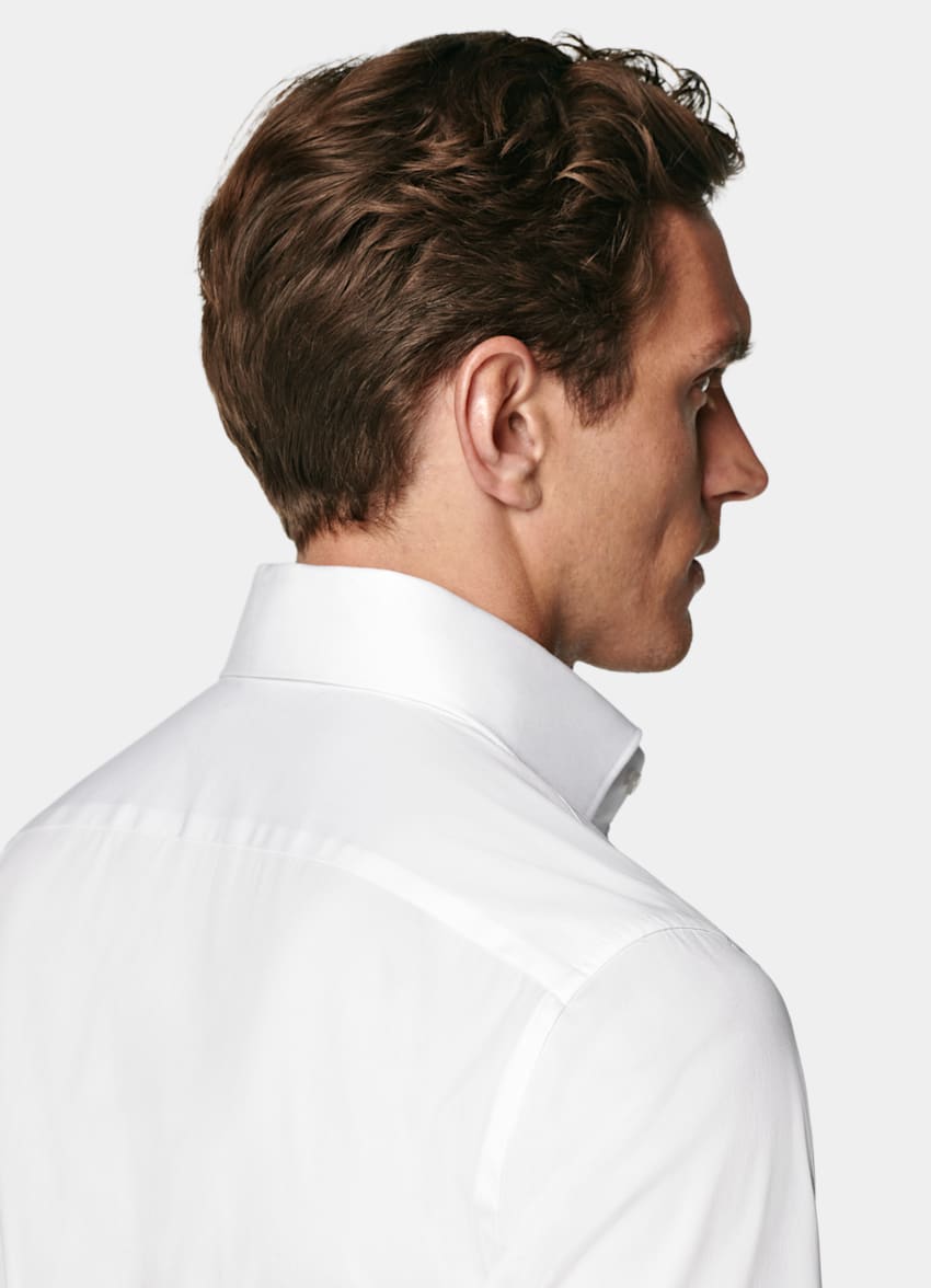 SUITSUPPLY Stretch Cotton Polyamide by Reggiani, Italy White Poplin Tailored Fit Shirt