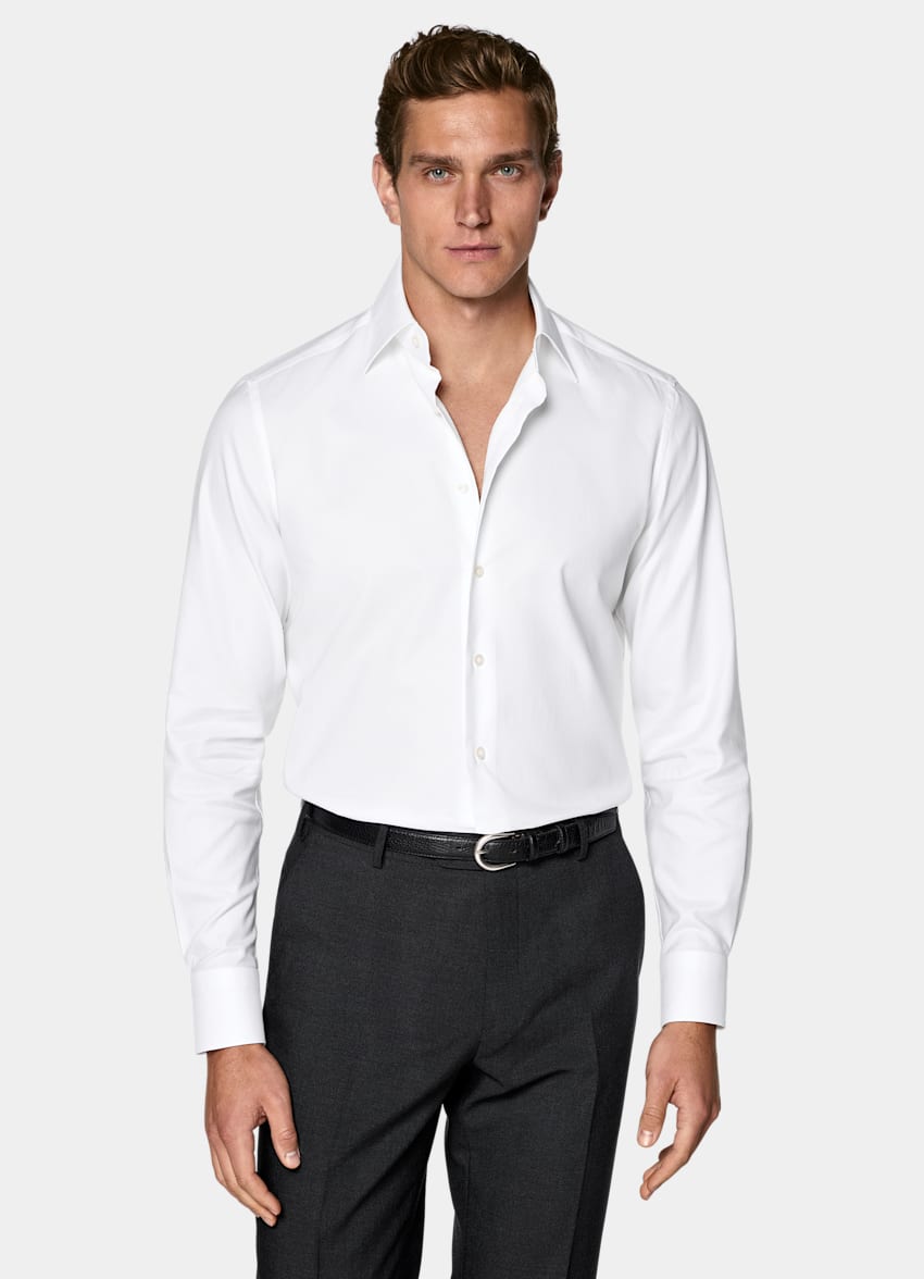 SUITSUPPLY Egyptian Cotton by Albini, Italy White Classic Collar Shirt