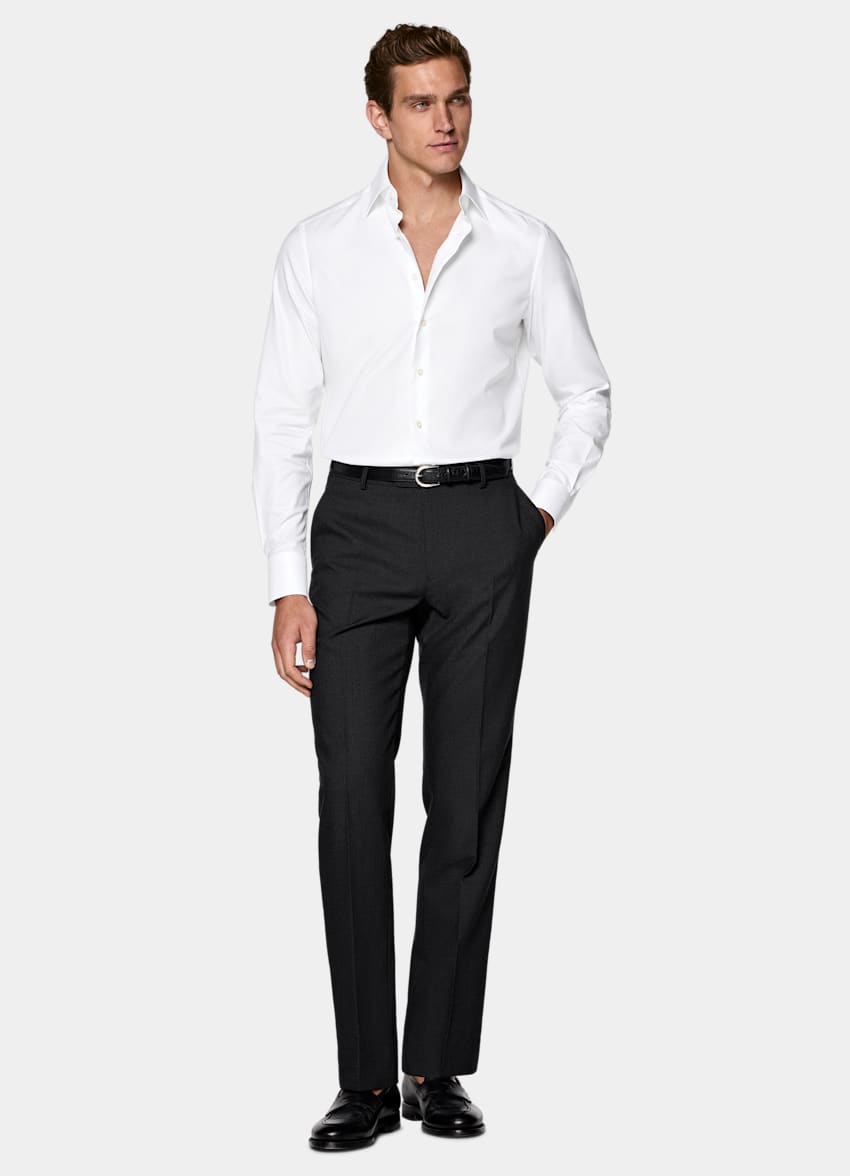 SUITSUPPLY Egyptian Cotton by Albini, Italy White Classic Collar Shirt