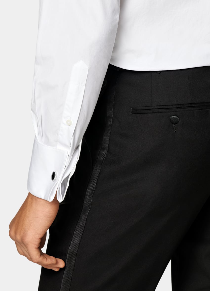 SUITSUPPLY Algodón egipcio de Testa Spa, Italia Camisa de esmoquin blanca plissé corte Tailored