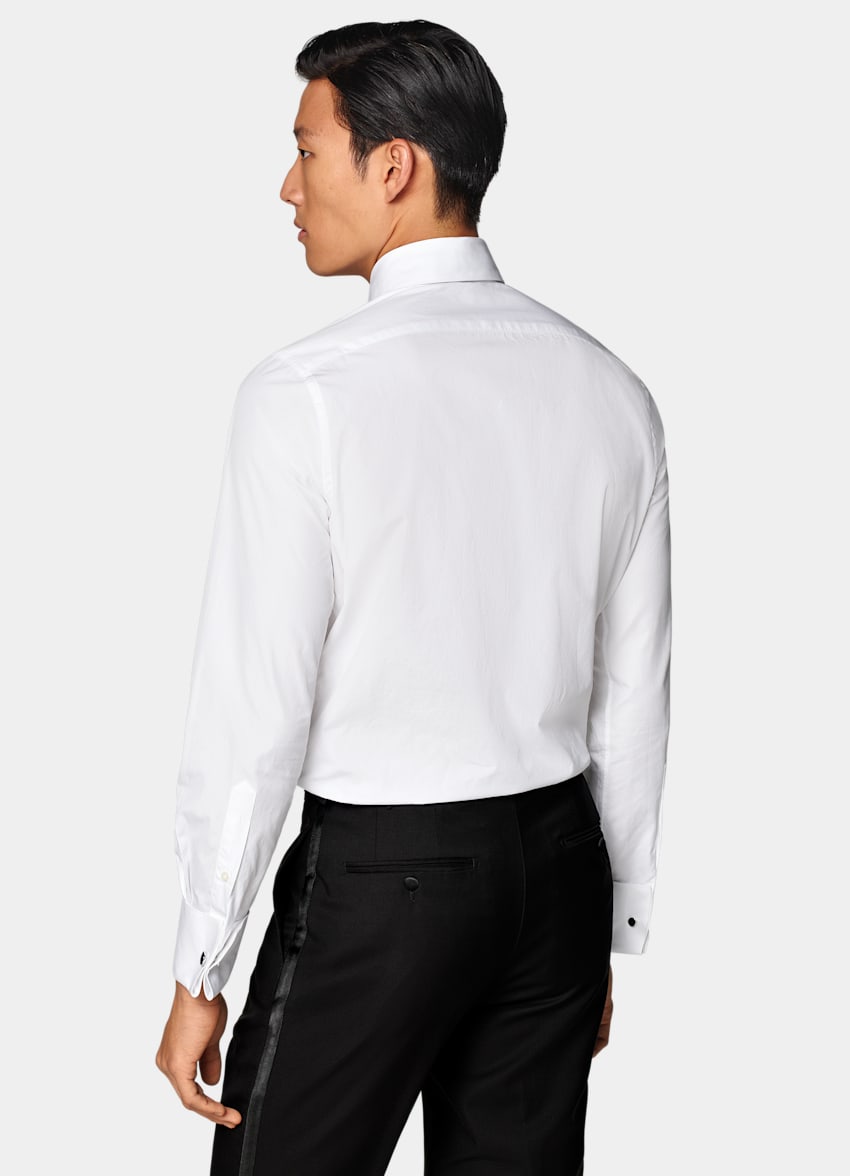 SUITSUPPLY Algodón egipcio de Testa Spa, Italia White Plisse Tailored Fit Tuxedo Shirt