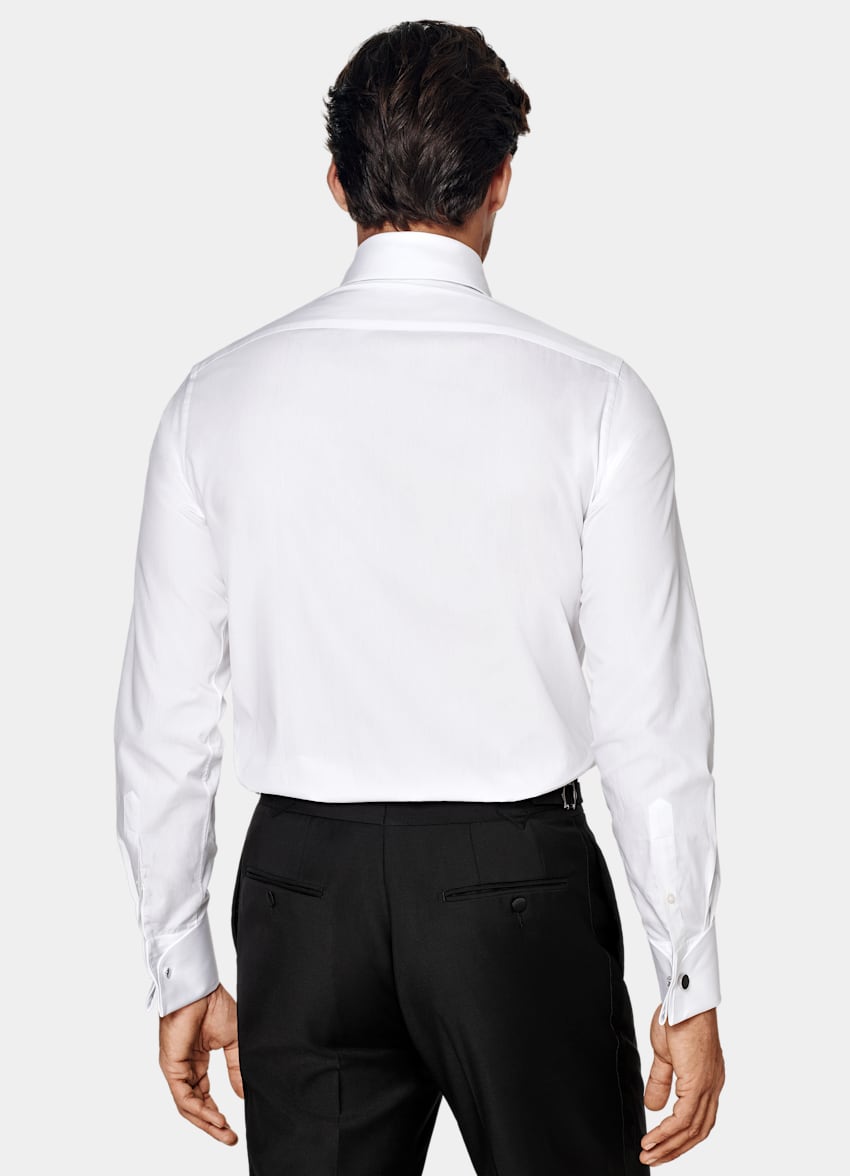 SUITSUPPLY Egyptisk bomull från Testa Spa, Italien Vit smokingskjorta i twill med tailored fit