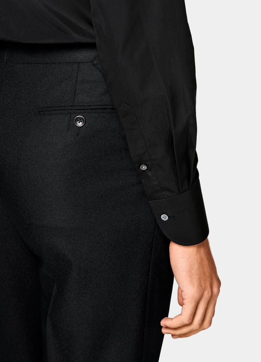 SUITSUPPLY Ägyptische Baumwolle von Testa Spa, Italien Twill-Hemd schwarz Tailored Fit