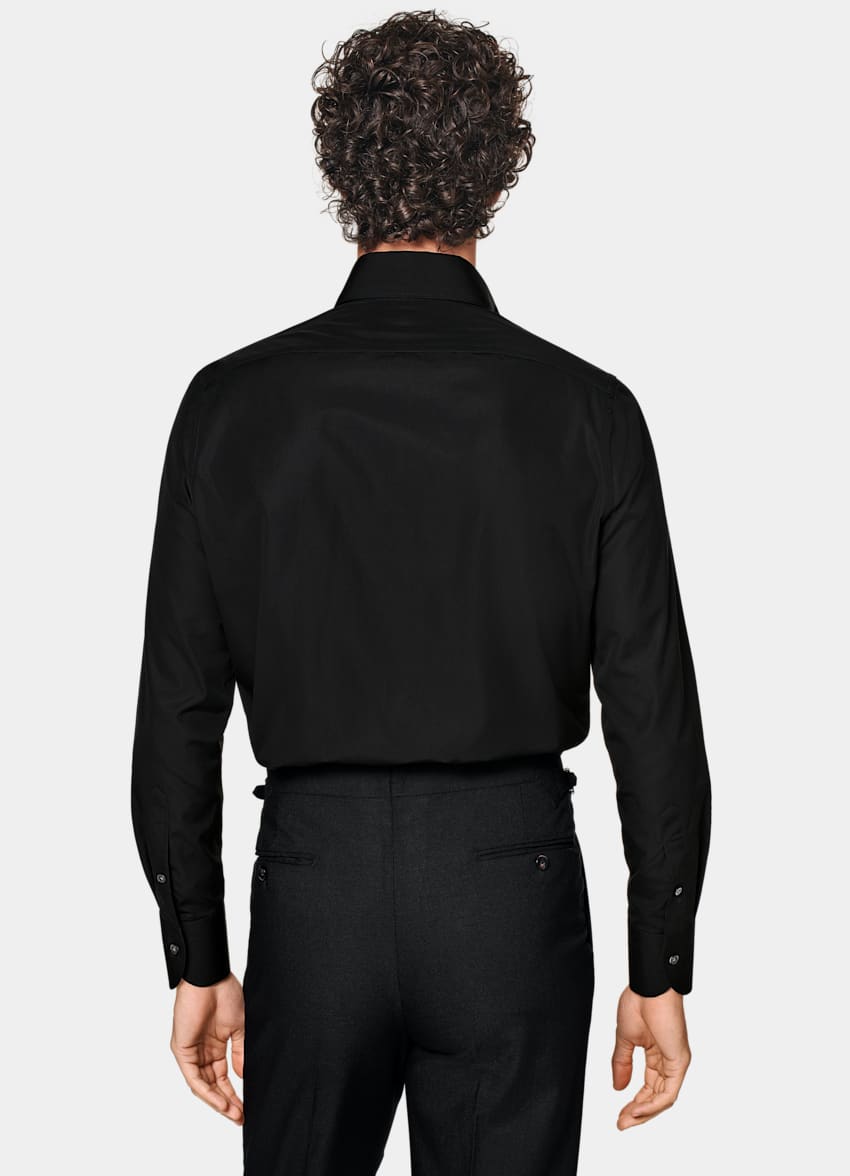 SUITSUPPLY 意大利 Testa Spa 生产的埃及棉面料 黑色斜纹合体身型剪裁衬衫