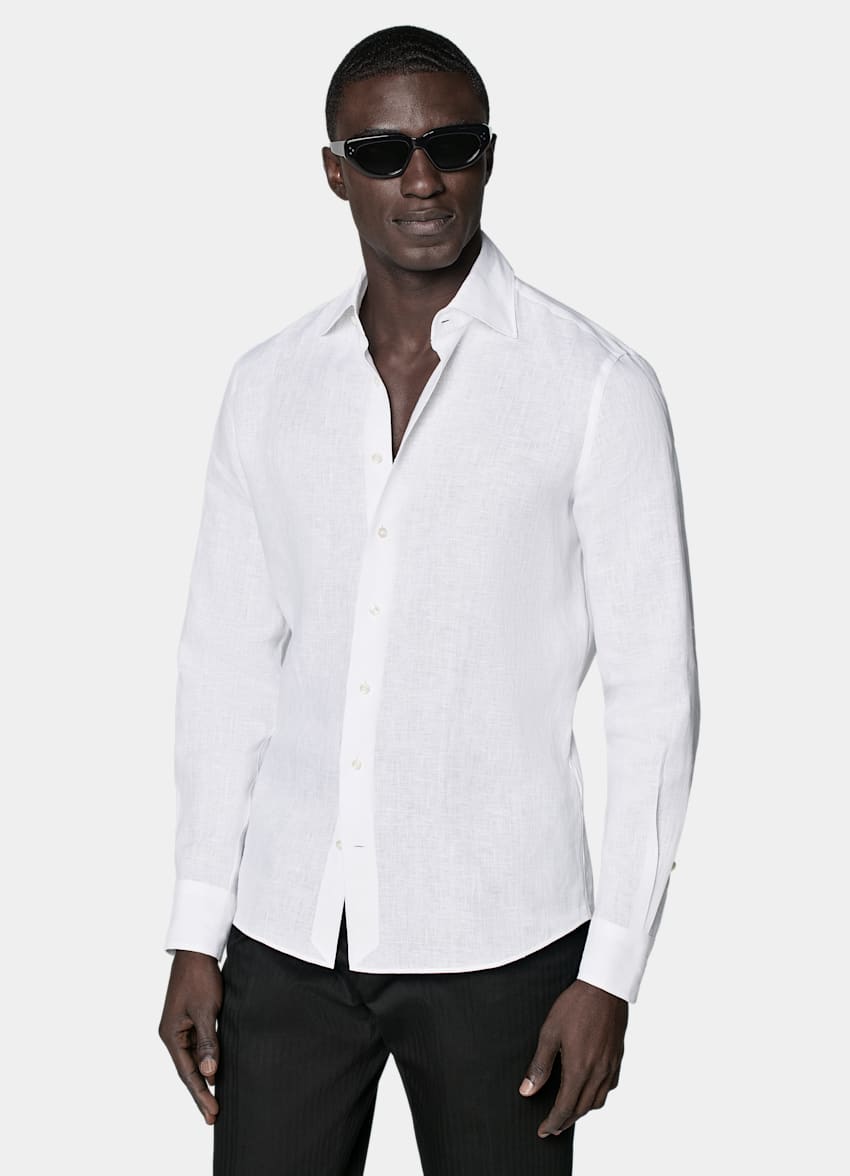 SUITSUPPLY Pures Leinen von Albini, Italien Hemd weiß Tailored Fit