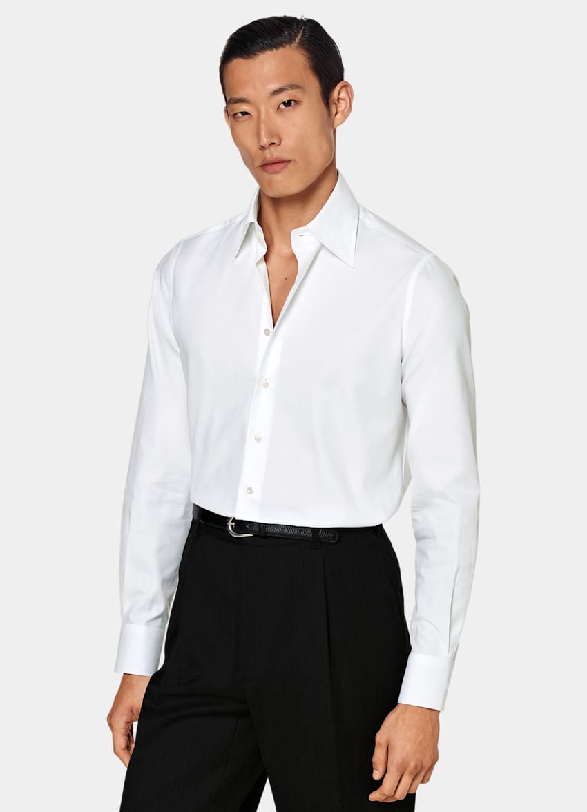 SUITSUPPLY Cotone egiziano - Albini, Italia Camicia bianca tailored fit colletto largo classico