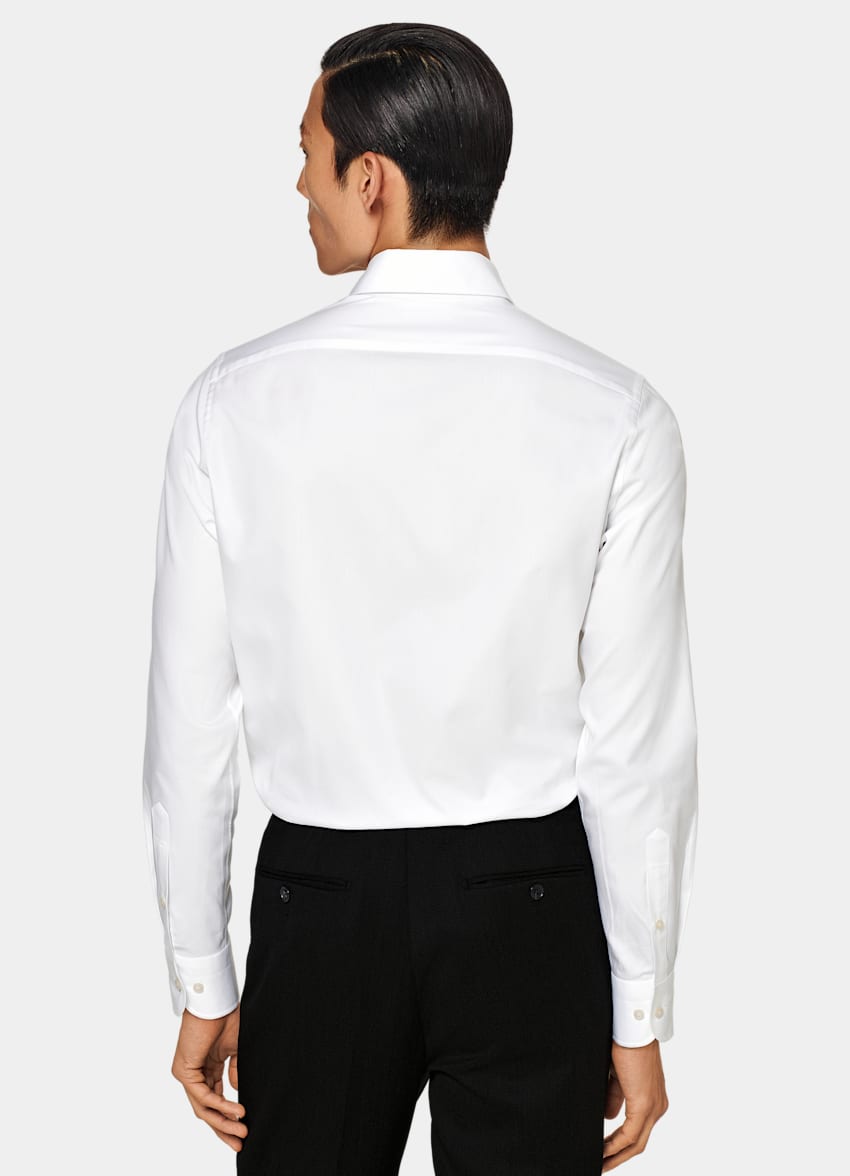 SUITSUPPLY Egyptian Cotton by Albini, Italy White Large Classic Collar Tailored Fit Shirt