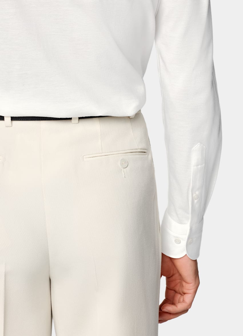 SUITSUPPLY Knitted Egyptian Cotton by Tessilmaglia, Italy Off-White Tailored Fit Shirt