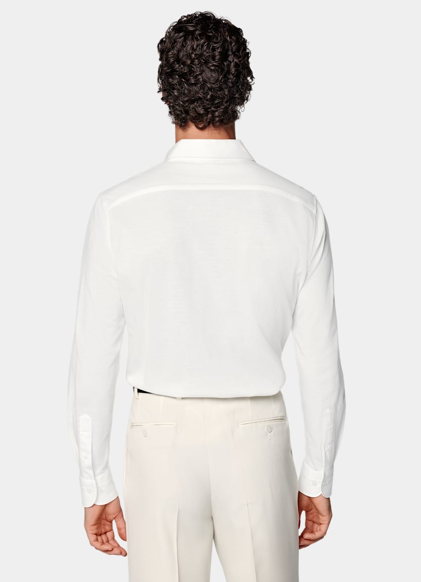 SUITSUPPLY Knitted Egyptian Cotton by Tessilmaglia, Italy Off-White Tailored Fit Shirt
