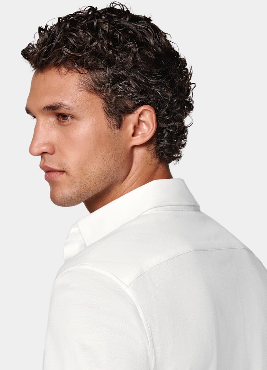 SUITSUPPLY Knitted Egyptian Cotton by Tessilmaglia, Italy Off-White Tailored Fit Shirt