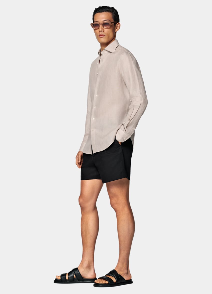 SUITSUPPLY Pures Leinen von Baird McNutt, Vereinigtes Königreich Hemd hellbraun Tailored Fit