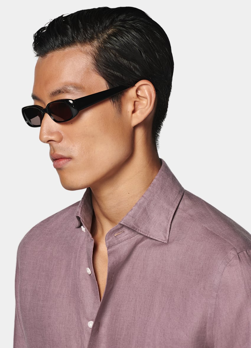 SUITSUPPLY Pure Linen by Baird McNutt, United Kingdom Purple Tailored Fit Shirt