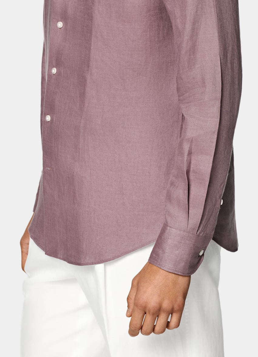 SUITSUPPLY Pure Linen by Baird McNutt, United Kingdom Purple Tailored Fit Shirt