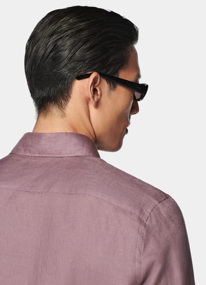 SUITSUPPLY Pure Linen by Baird McNutt, United Kingdom Purple Tailored Fit Shirt