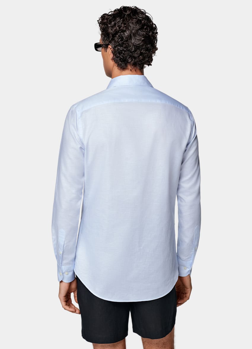 SUITSUPPLY Cotton Linen by Testa 1919 Srl, Italy Light Blue Classic Collar Shirt