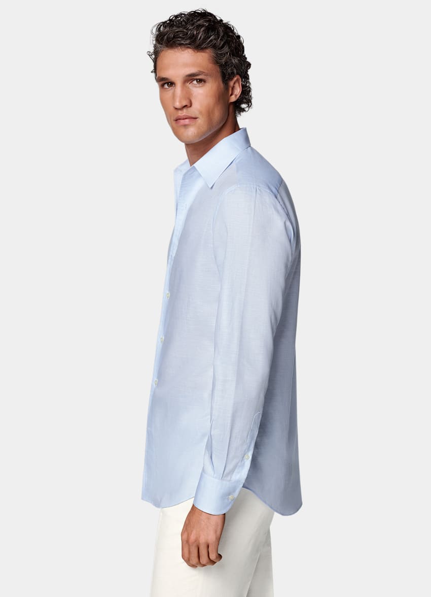 SUITSUPPLY Cotone e lino - Testa 1919 Srl, Italia Camicia azzurra tailored fit