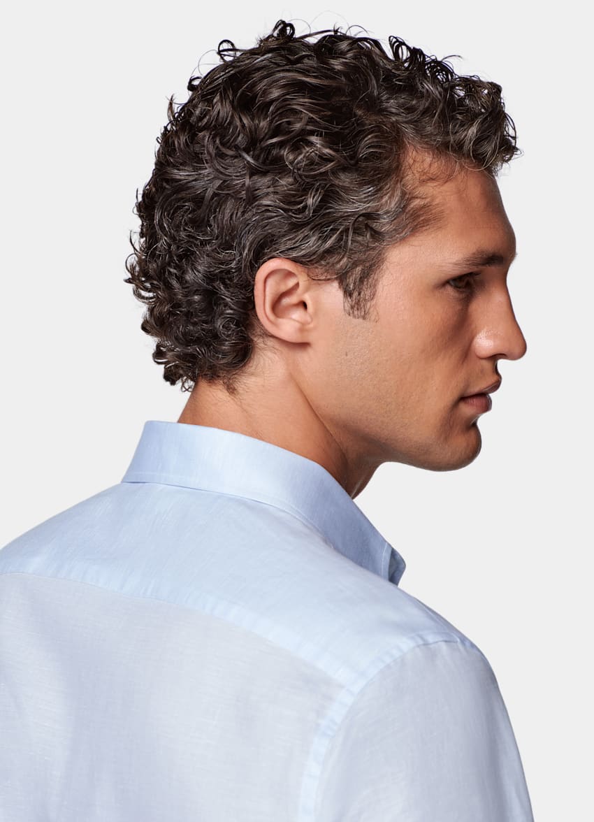SUITSUPPLY Cotone e lino - Testa 1919 Srl, Italia Camicia azzurra tailored fit