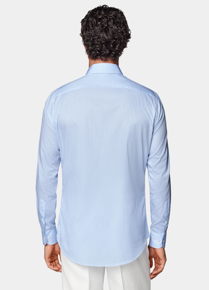 SUITSUPPLY Ägyptische Baumwolle von Albini, Italien Popeline Hemd blau gestreift Tailored Fit