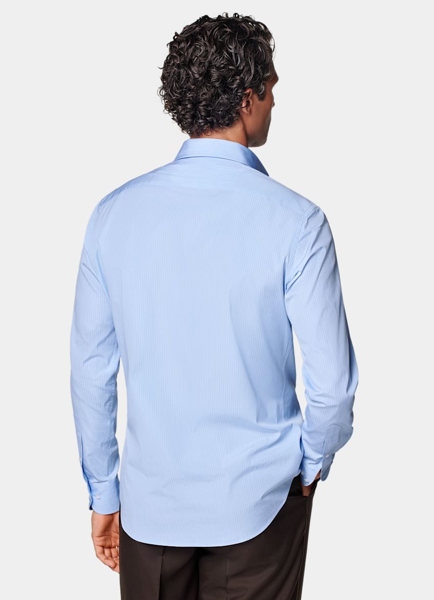 SUITSUPPLY Ägyptische Baumwolle von Thomas Mason, Italien Hemd mittelblau gestreift Tailored Fit