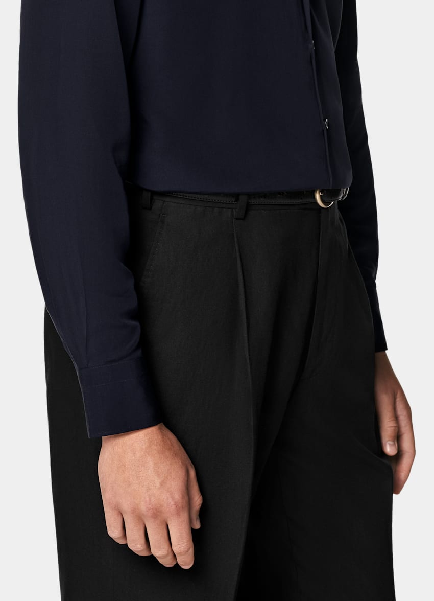 SUITSUPPLY Pure Lyocell by Albini, Italy Navy Tailored Fit Shirt