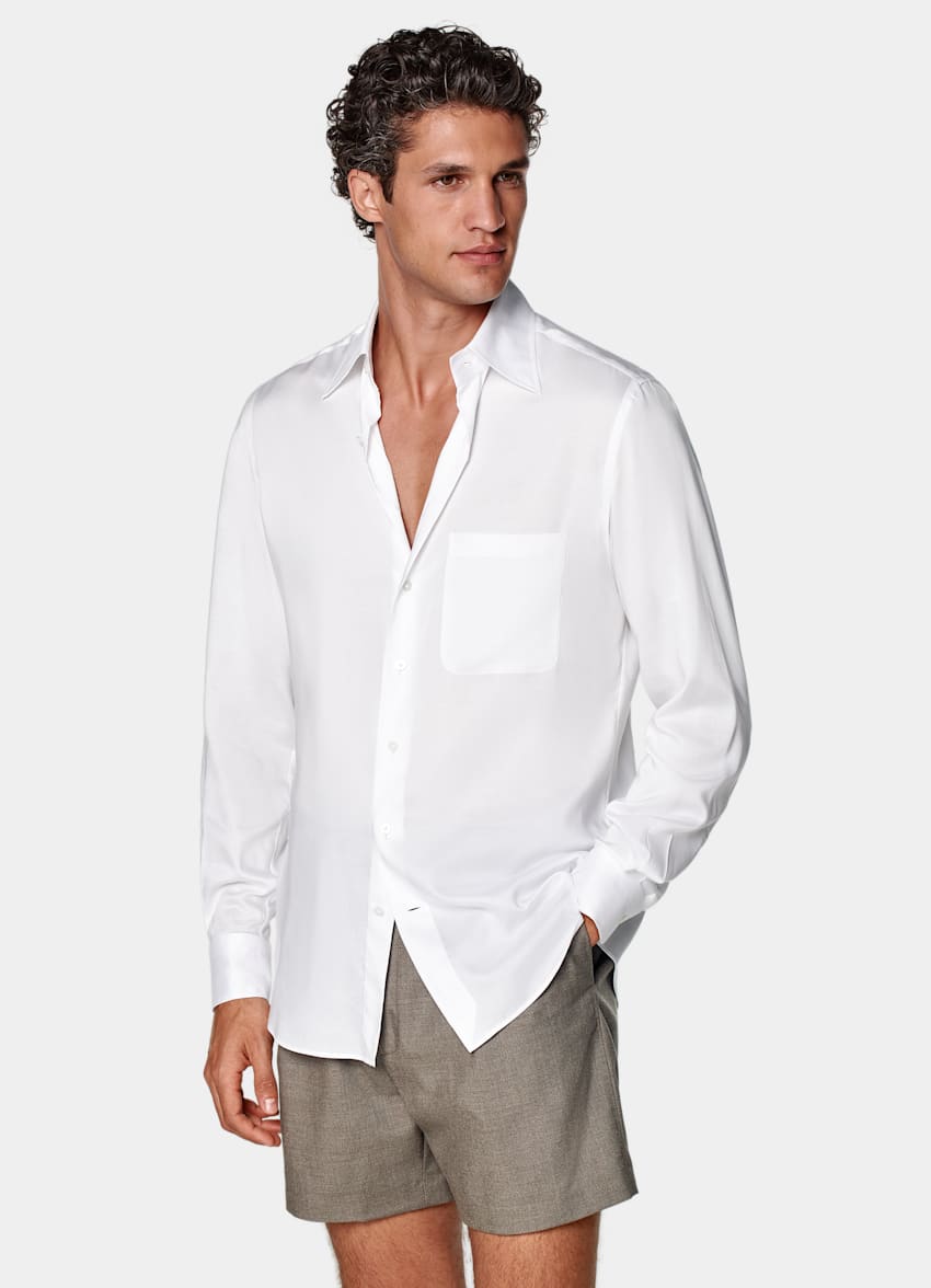SUITSUPPLY Lyocell by Testa 1919 Srl, Italy White Lyocell Shirt