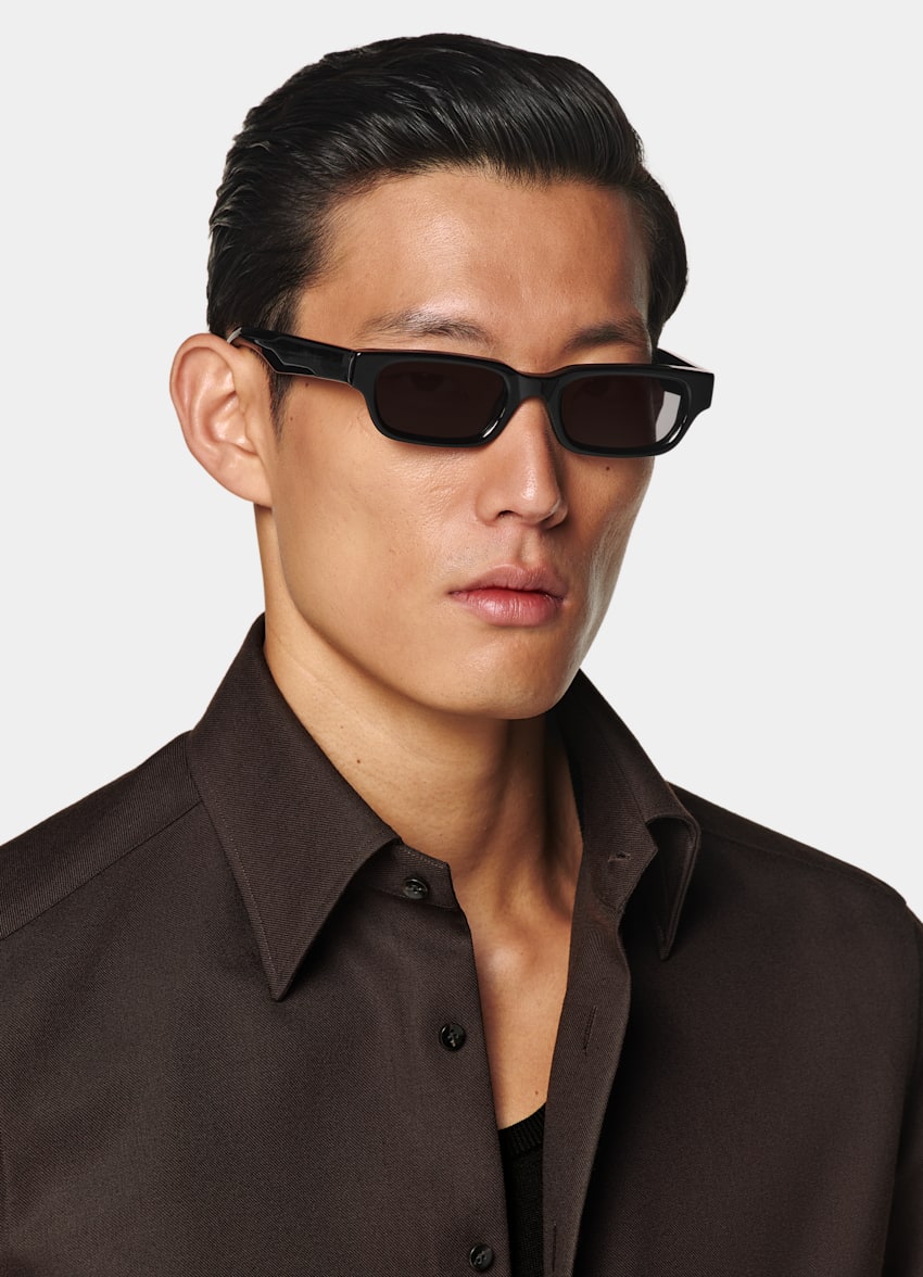 SUITSUPPLY Pure Wool by Vitale Barberis Canonico, Italy Dark Brown Relaxed Fit Shirt