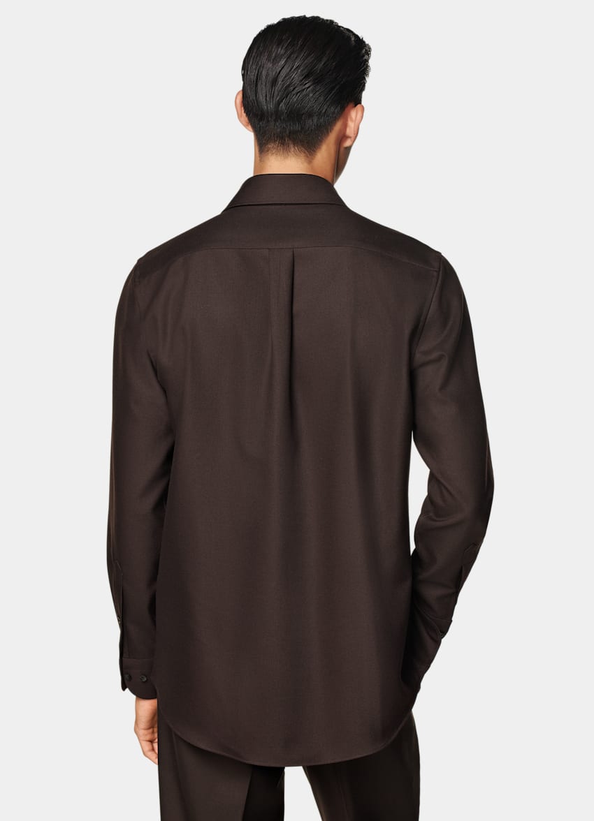 SUITSUPPLY Pure Wool by Vitale Barberis Canonico, Italy Dark Brown Relaxed Fit Shirt