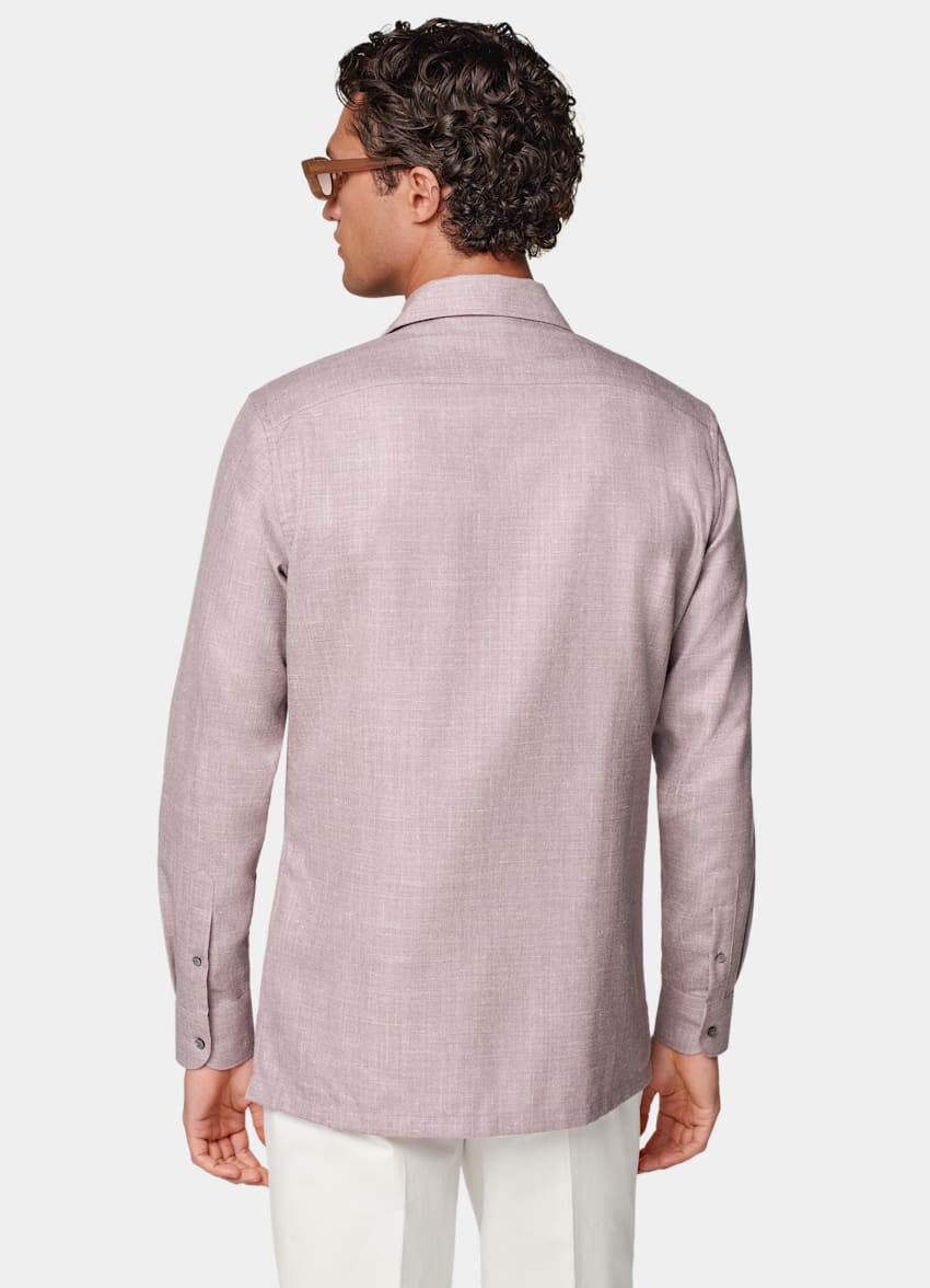 SUITSUPPLY Wool, Silk & Linen by E.Thomas, Italy Purple Relaxed Fit Shirt