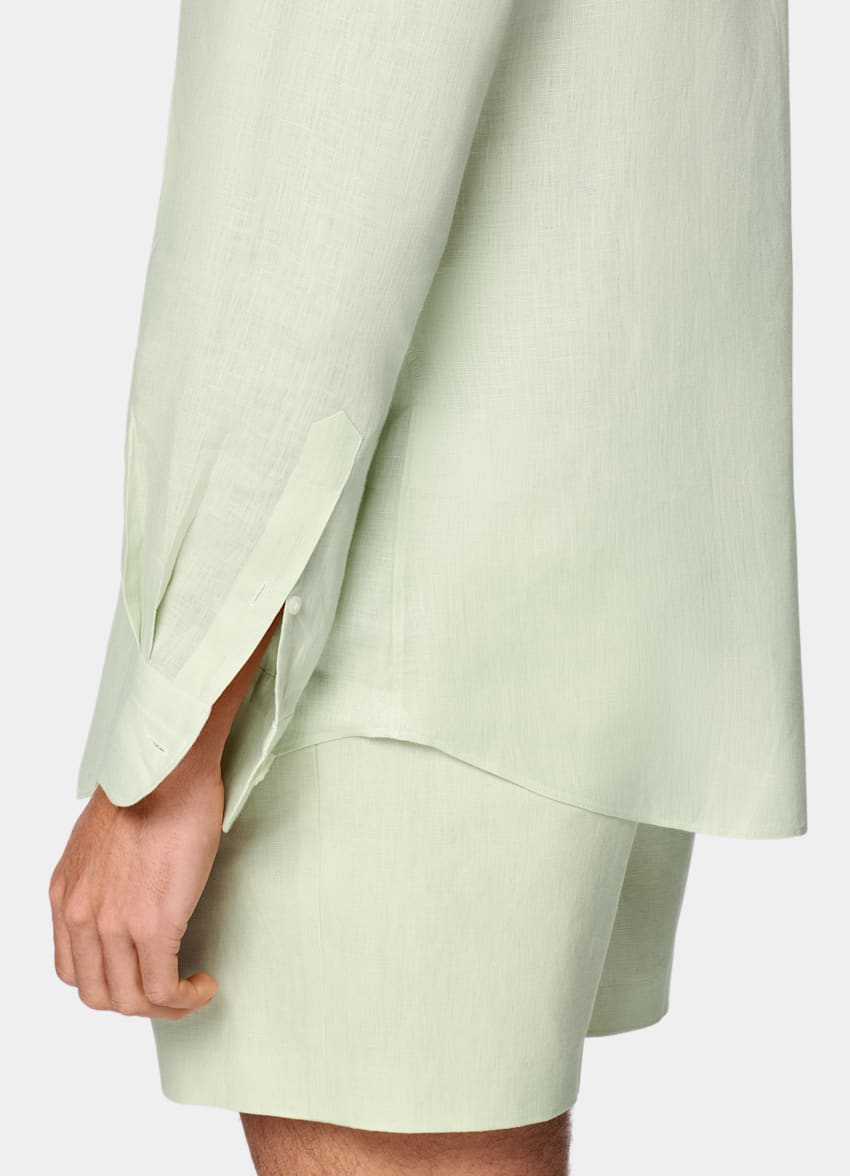SUITSUPPLY Pure Linen by Baird McNutt, United Kingdom Light Green Tailored Fit Shirt