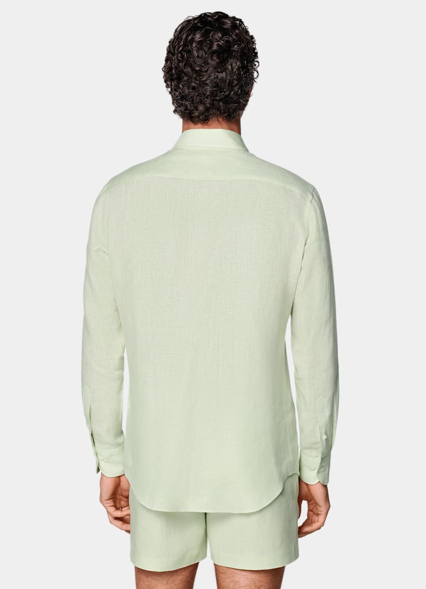 SUITSUPPLY Pure Linen by Baird McNutt, United Kingdom Light Green Tailored Fit Shirt