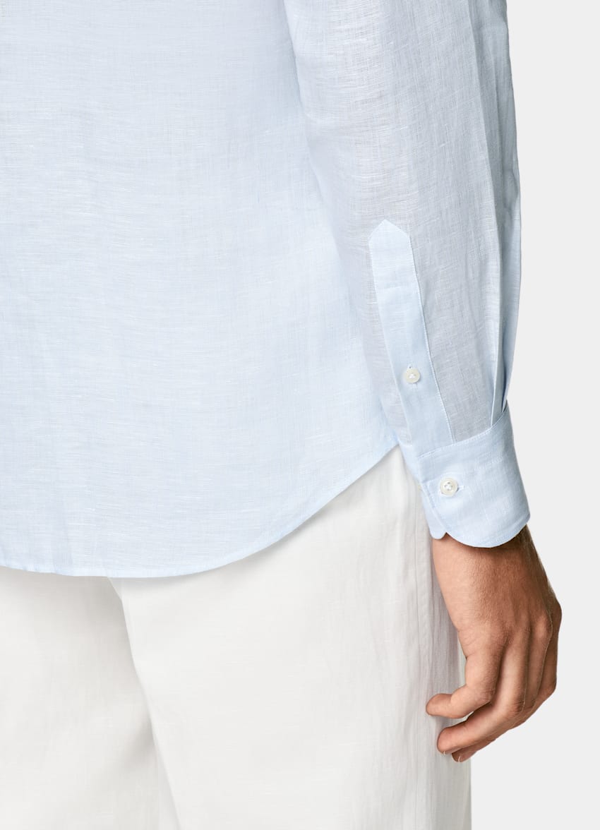 SUITSUPPLY Pure Linen by Albini, Italy Light Blue Relaxed Fit Shirt
