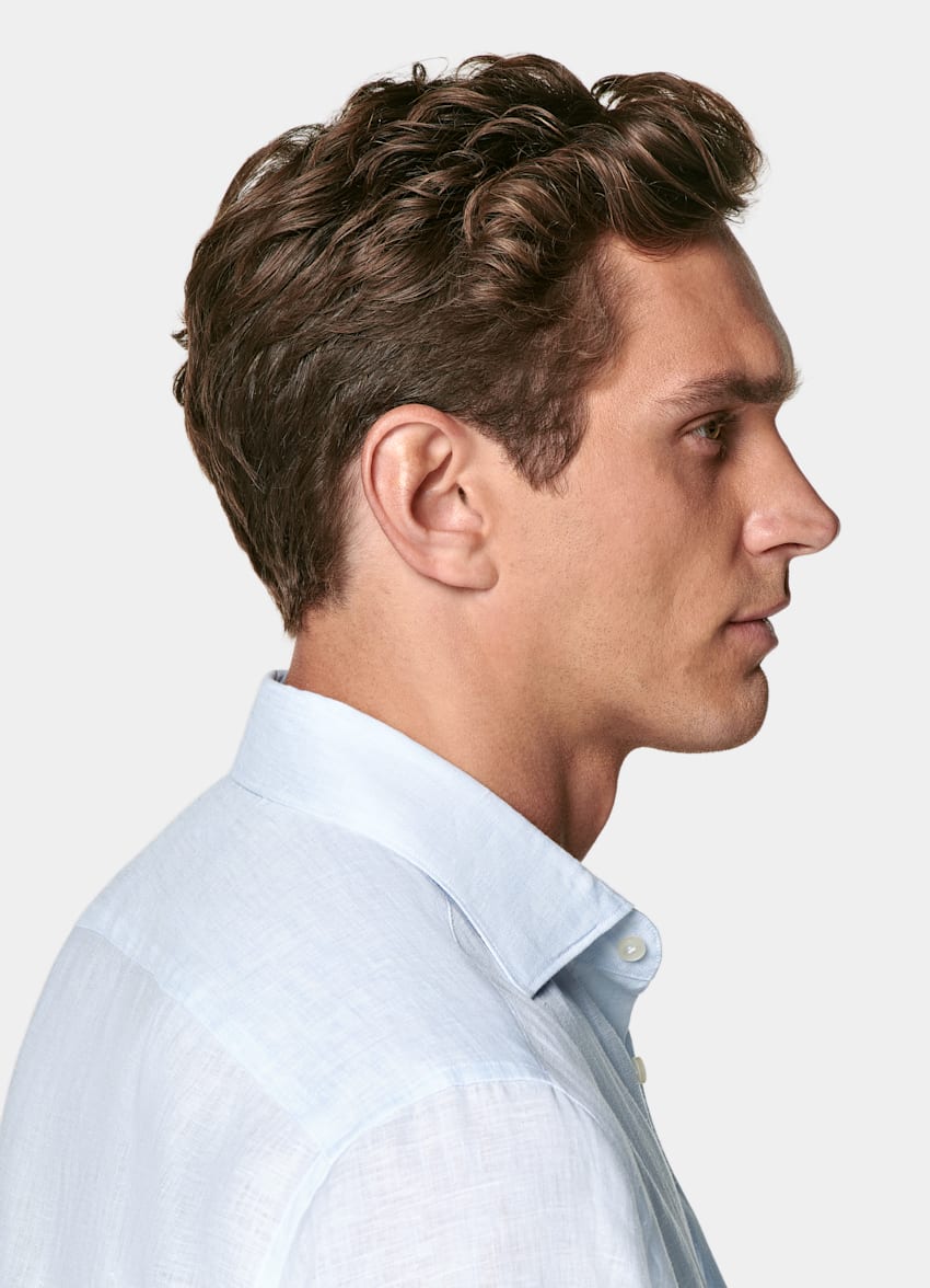 SUITSUPPLY Pure Linen by Albini, Italy Light Blue Relaxed Fit Shirt