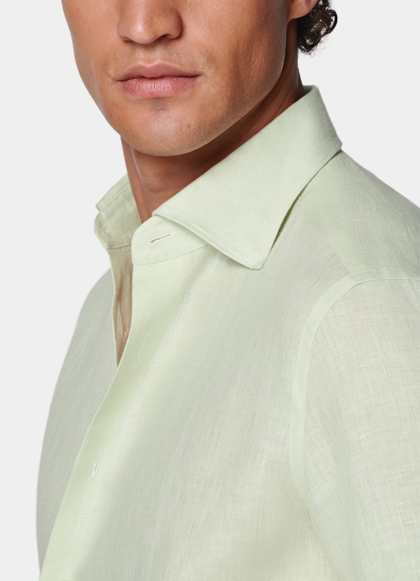 SUITSUPPLY Pure Linen by Baird McNutt, United Kingdom Light Green Relaxed Fit Shirt