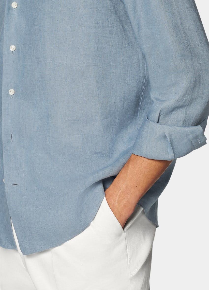 SUITSUPPLY Pure Linen by Baird McNutt, United Kingdom Light Blue Relaxed Fit Shirt