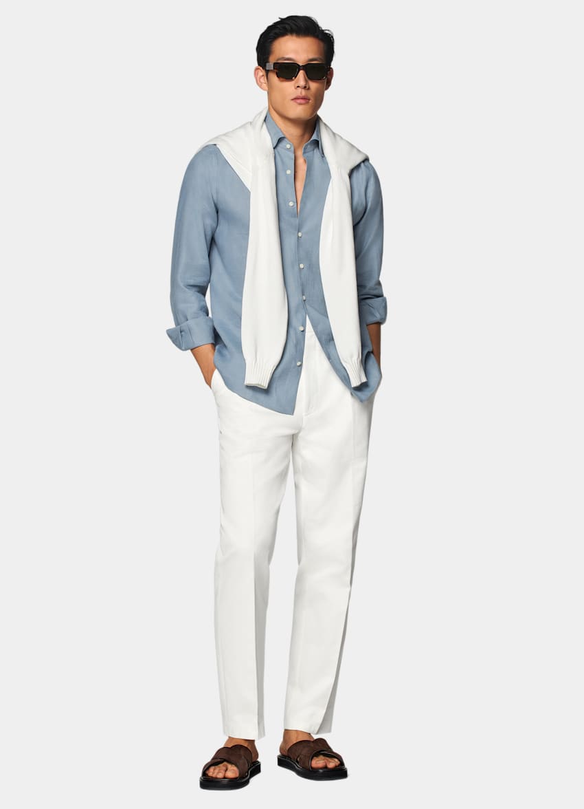 SUITSUPPLY Pure Linen by Baird McNutt, United Kingdom Light Blue Relaxed Fit Shirt