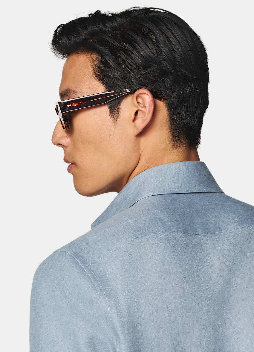 SUITSUPPLY Pure Linen by Baird McNutt, United Kingdom Light Blue Relaxed Fit Shirt
